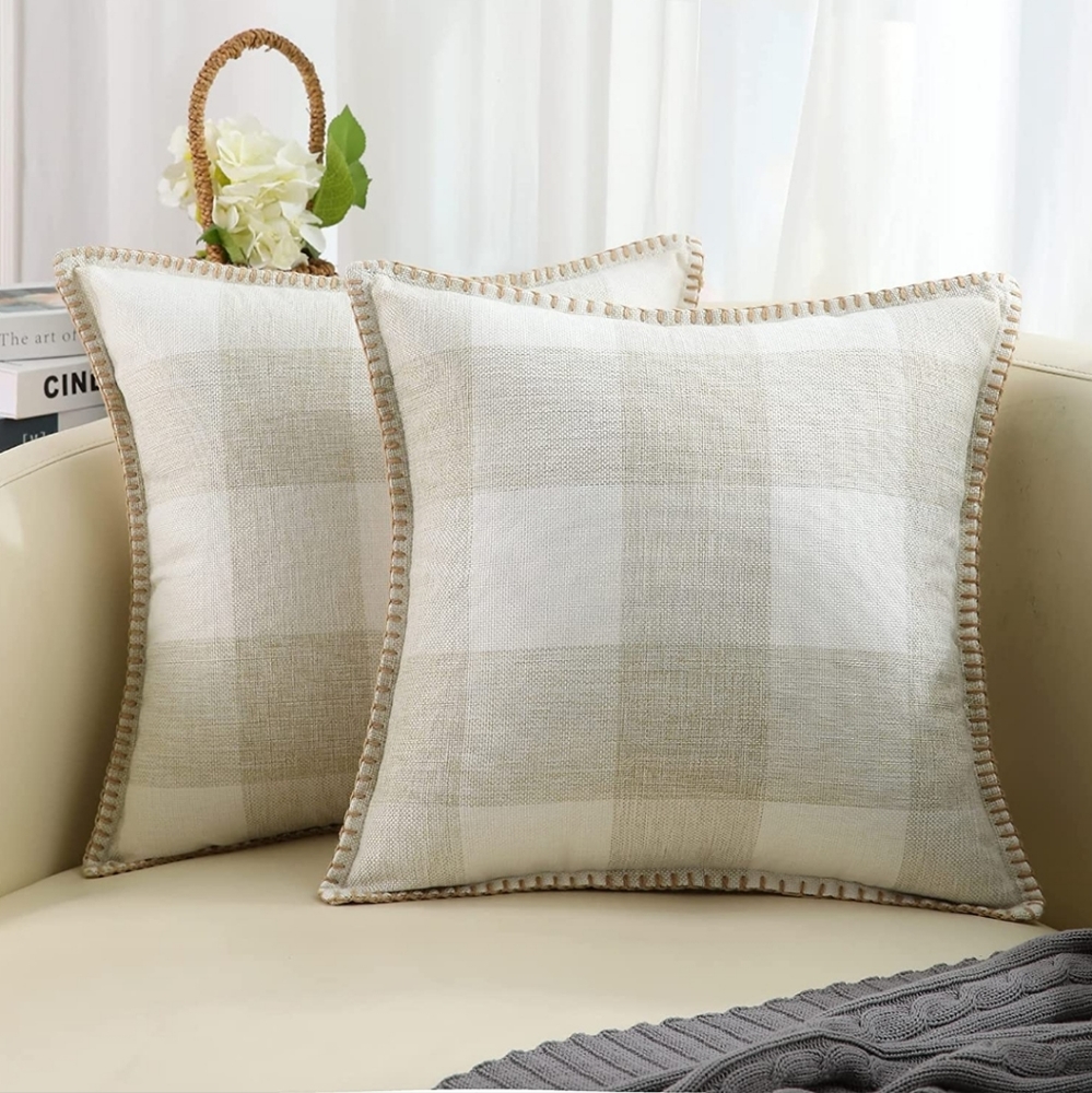 decorUhome Farmhouse Buffalo Plaid Check Pillow Covers 18 x 18